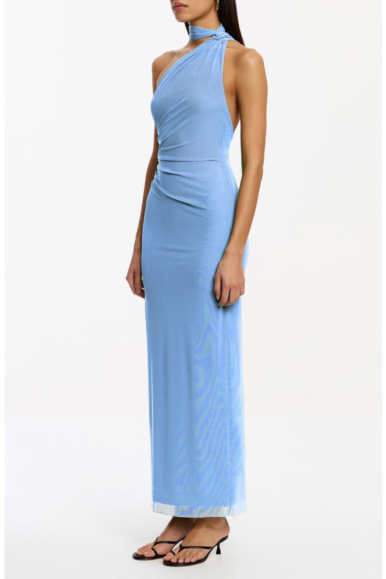 Avni Asymmetric Halter Neck Mesh Gown, Alternate, color, CORNFLOWER