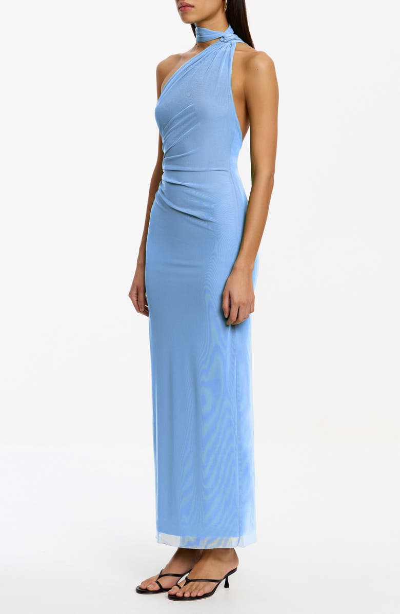 Significant Other Avni Asymmetric Halter Neck Mesh Gown, Alternate, color, Cornflower
