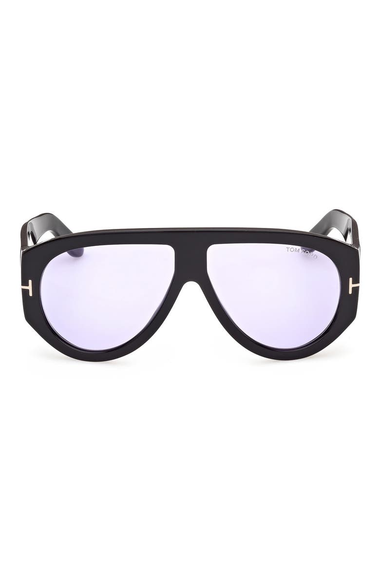 Bronson 60mm Pilot Sunglasses, Main, color, SHINY BLACK/ VIOLET LENS