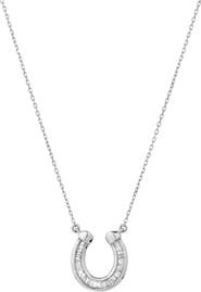 Adina Reyter Baguette Diamond Horseshoe Pendant Necklace