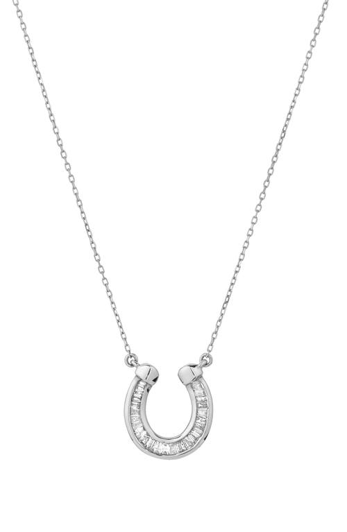Adina Reyter Baguette Diamond Horseshoe Pendant Necklace in Silver  product