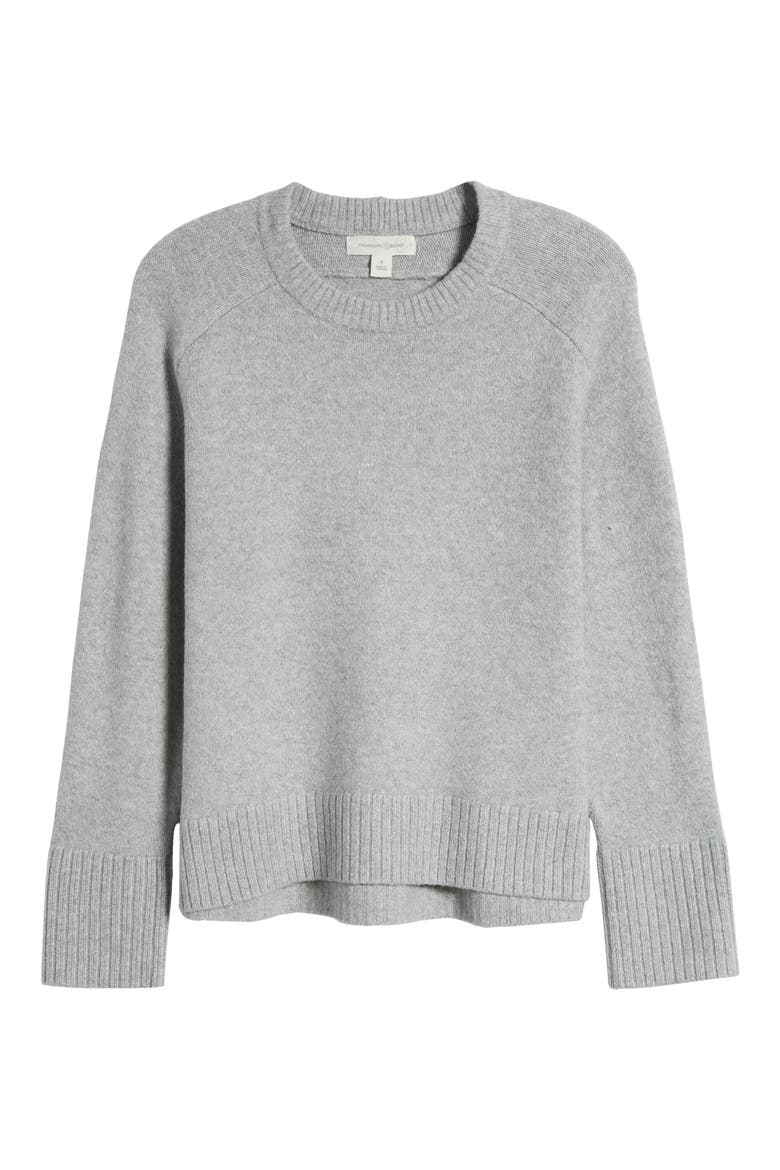 Crewneck Raglan Cotton Blend Sweater, Alternate, color, GREY HEATHER