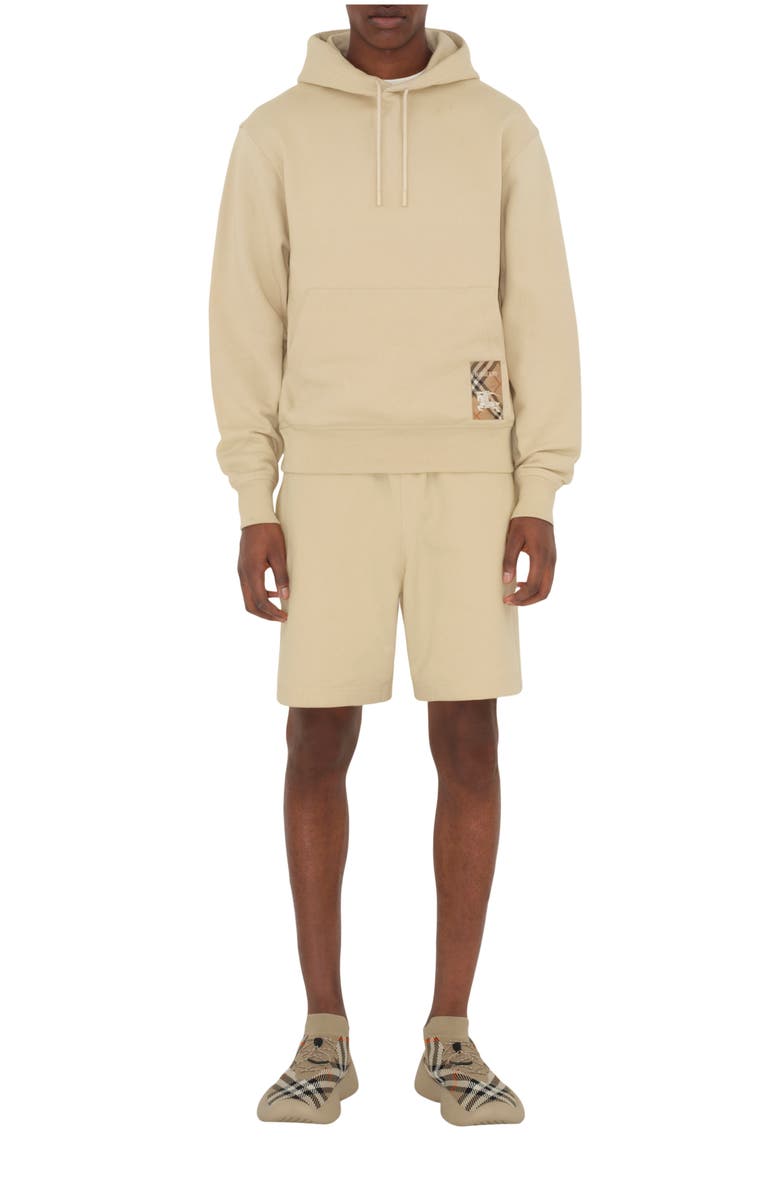 Burberry Check Label Cotton Shorts, Main, color, Nutmeg