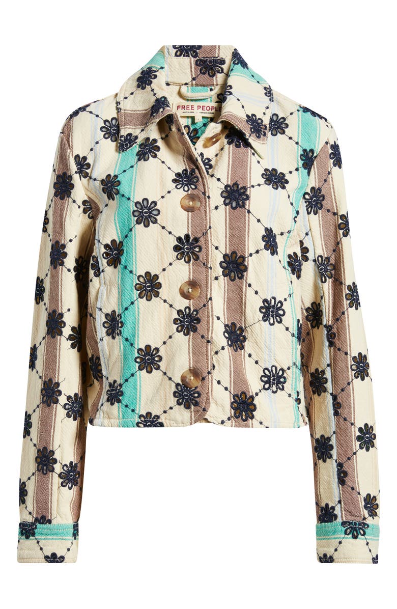 Free People Cassie Mod Stripe Eyelet Cotton Jacket, Main, color, Ivory Combo - Stripe