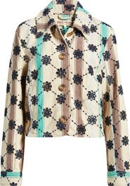 Free People Cassie Mod Stripe Eyelet Cotton Jacket