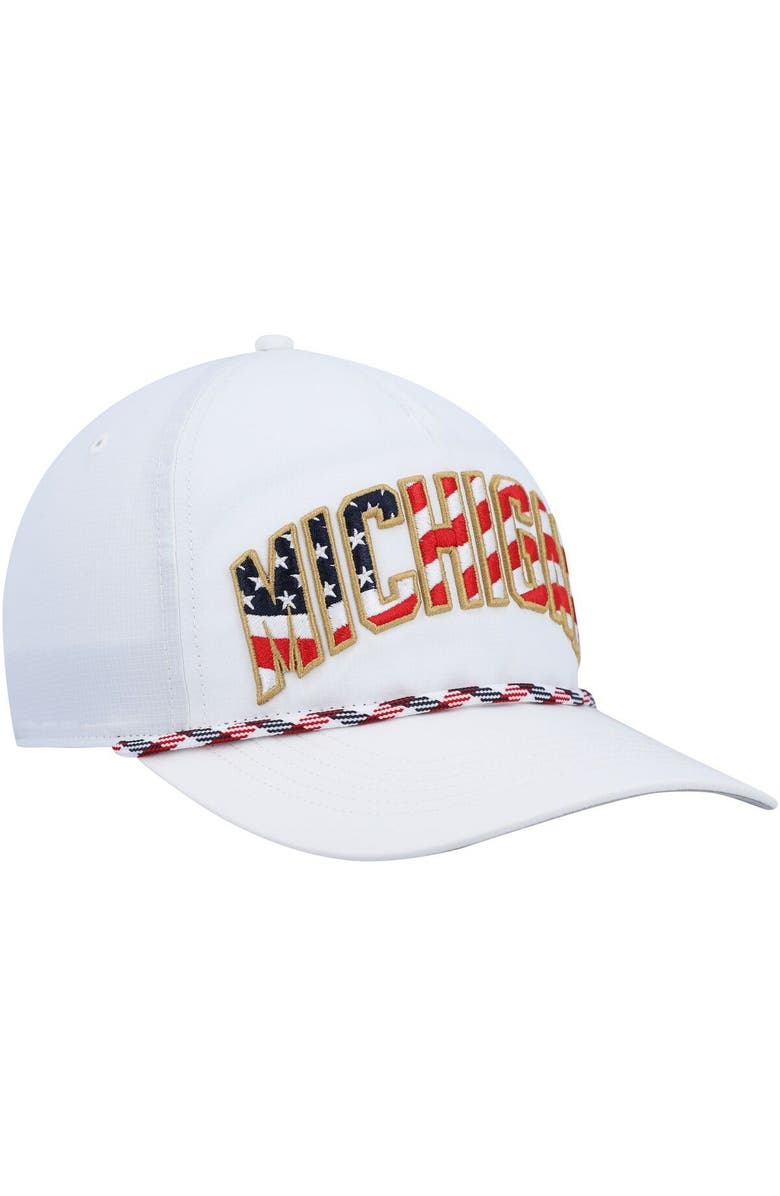 '47 Men's '47 White Michigan Wolverines Stars and Stripes Flag Flutter Hitch Snapback Hat, Alternate, color, 
