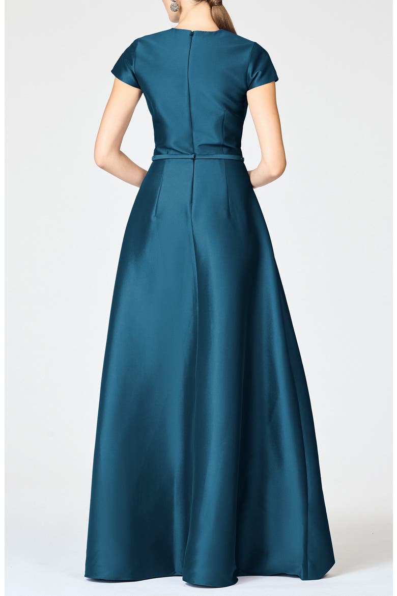 Blythe Box Pleat Belt Gown, Alternate, color, BOTTLE GREEN