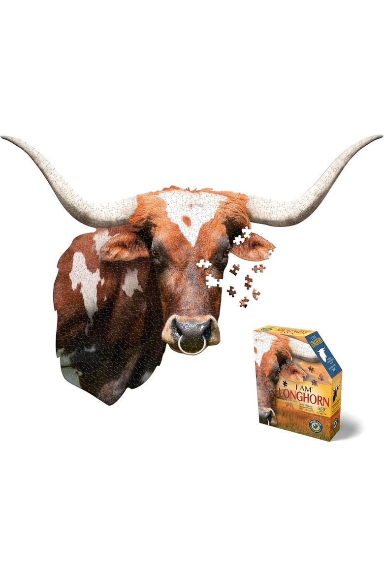 I Am Longhorn 550 Piece Animal Shaped Jigsaw Puzzle, Main, color, Multicolored