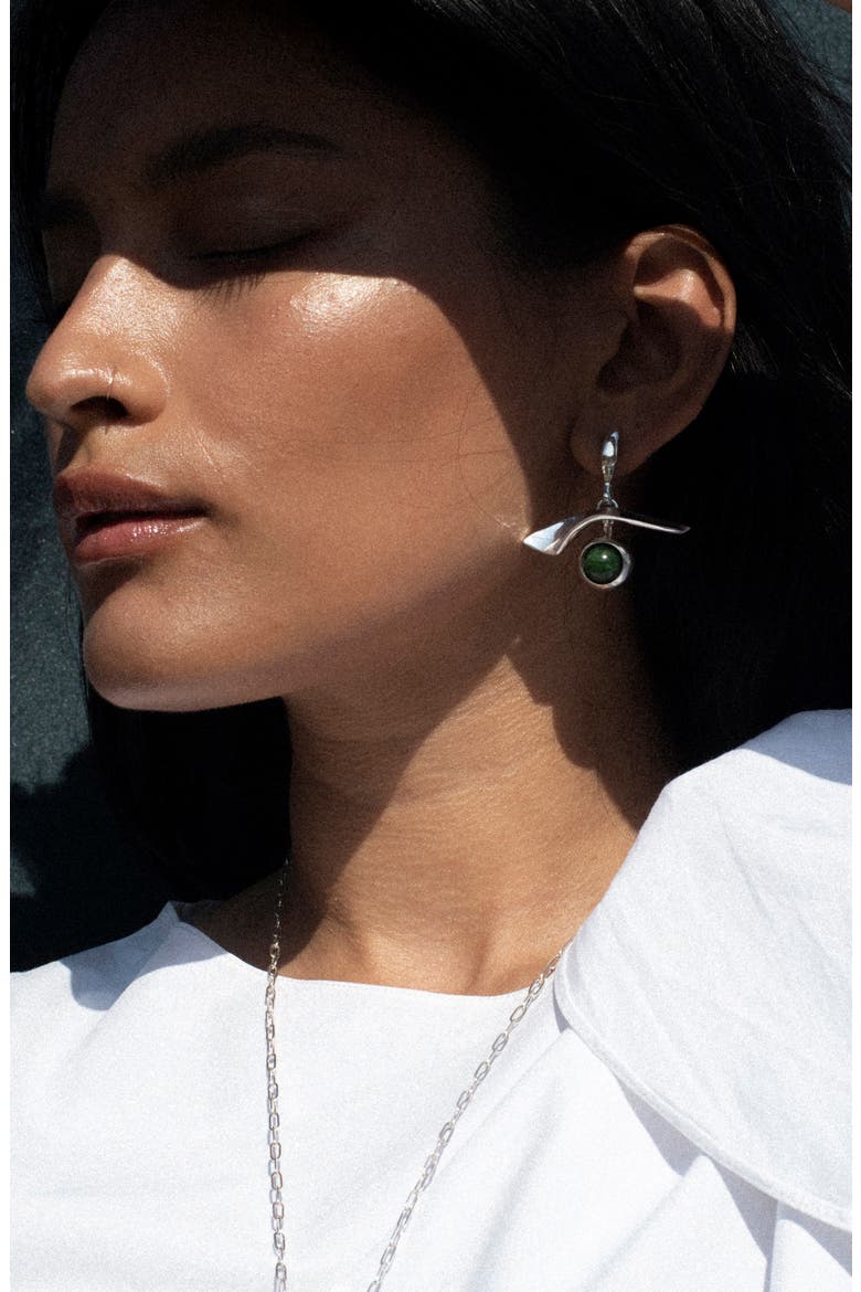 Gaze Semiprecious Stone Drop Earrings, Alternate, color, STERLING SILVER / JADE