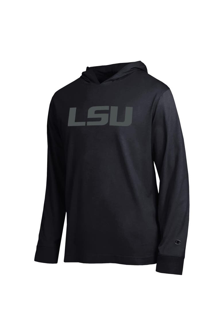Men's Champion  Black LSU Tigers Tonal All-Star Long Sleeve Hooded T-Shirt, Alternate, color, Black