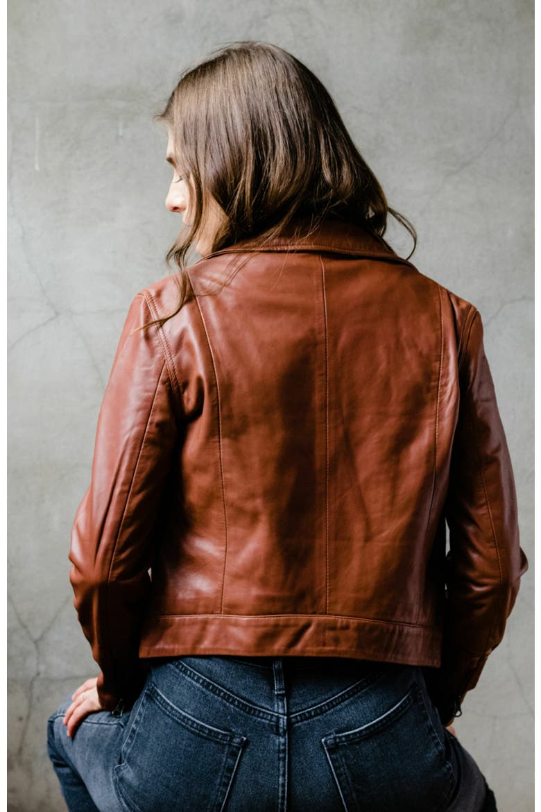 Maha Leather Jacket, Alternate, color, Whiskey