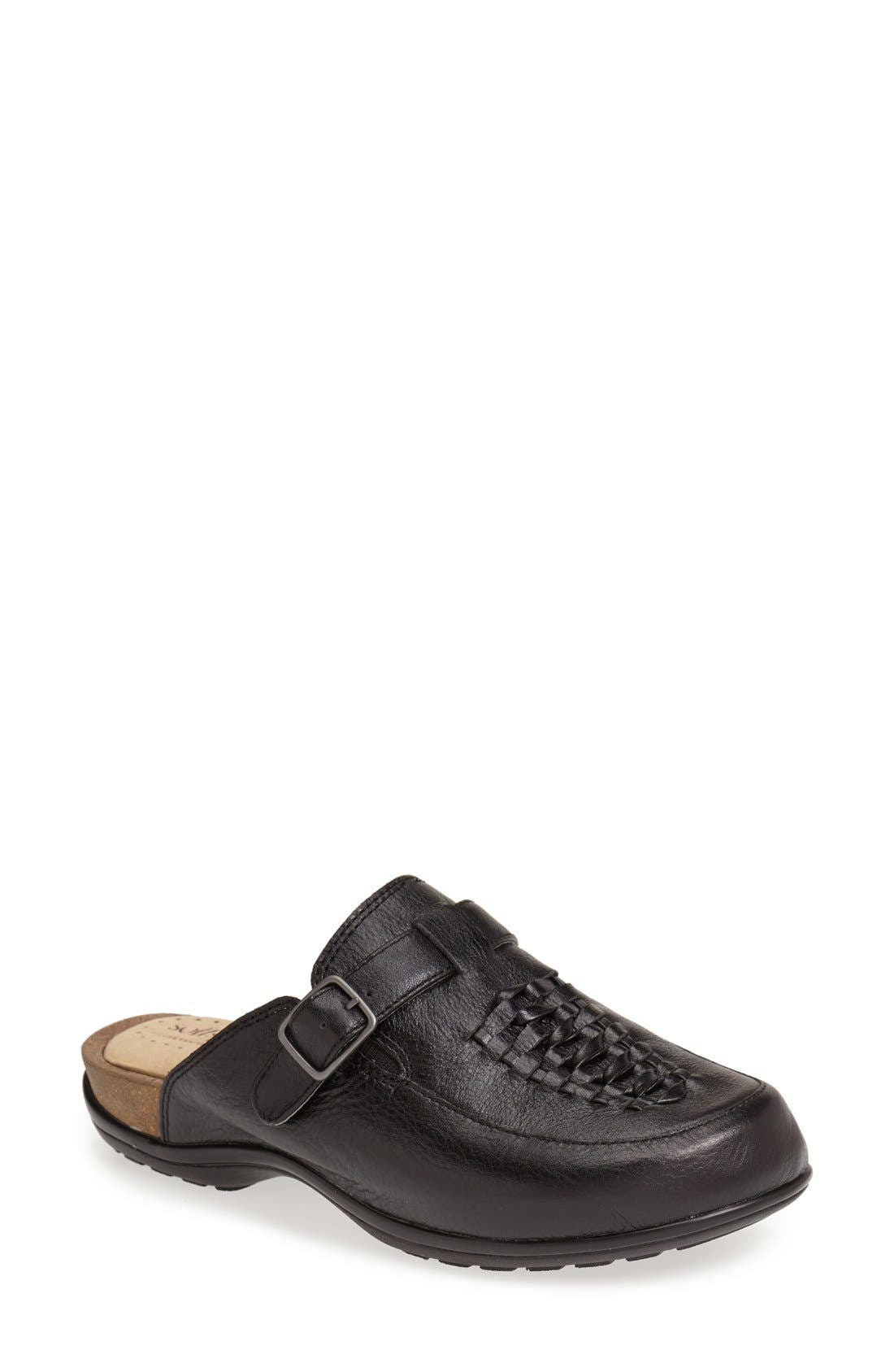 'Cam' Leather Clog, Main, color, BLACK