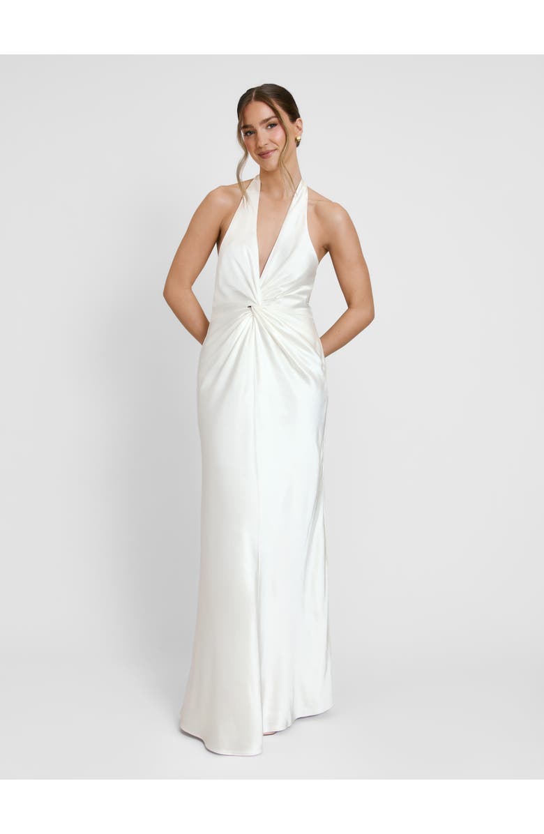 Six Stories Plunge Knot Neck Scarf Bridesmaid Dress, Main, color, Ivory