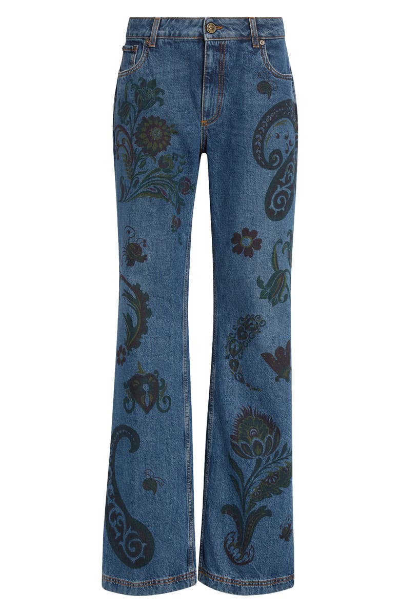 Etro Paisley Print Flare Jeans, Alternate, color, Multicolor Azure Base