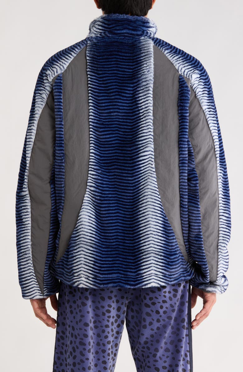 PLEASURES Zebra Stripe Fuzzy Jacket, Alternate, color, Blue