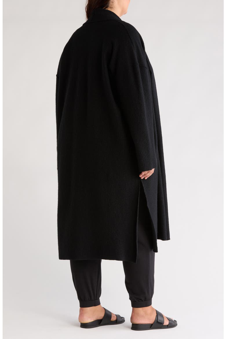 High Collar Felted Wool Coat, Alternate, color, BLACK
