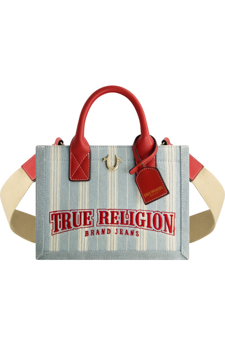 True Religion Denim Stripe Modern Tote, Main, color, Denim