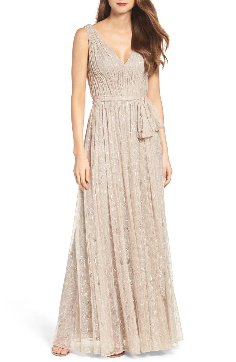 Vera Wang Lace Fit & Flare Gown, Main, color, 