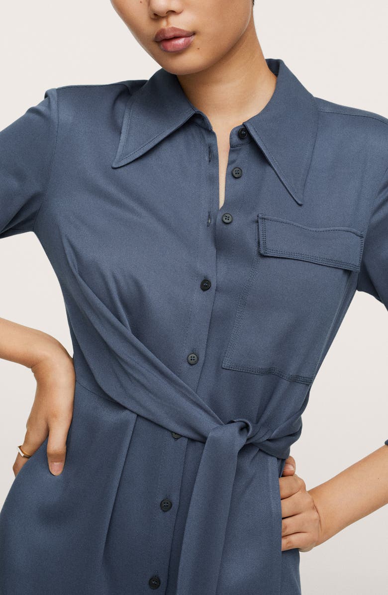 MANGO Long Sleeve Belted Shirtdress, Alternate, color, 