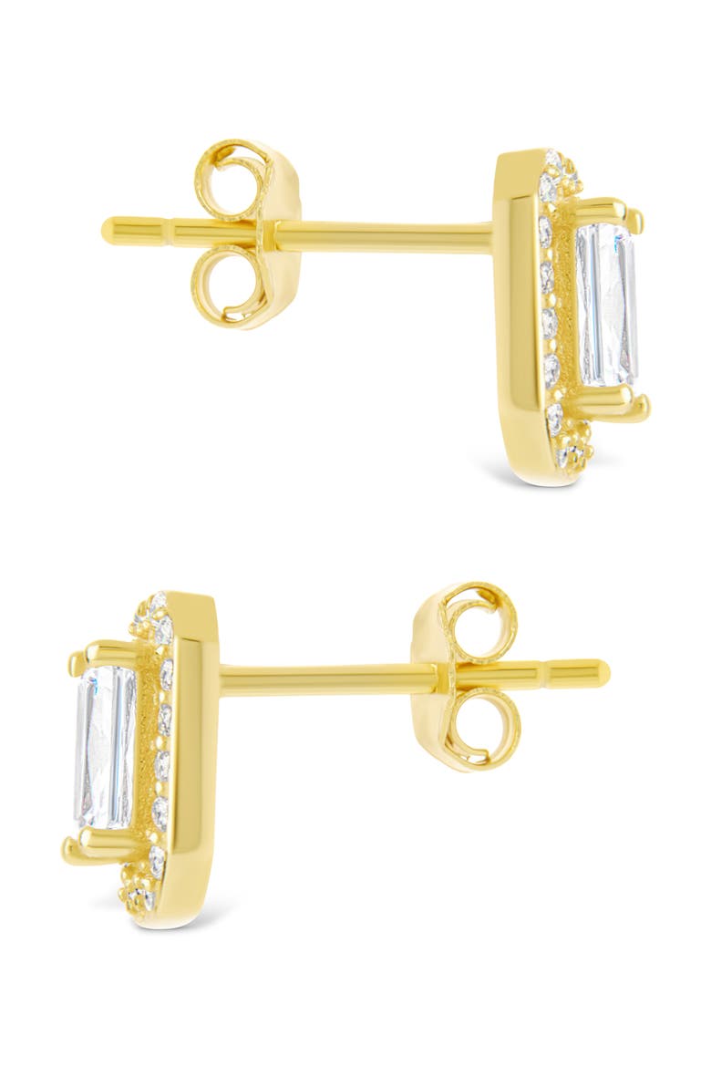 Emerald Cut Cubic Zirconia Stud Earrings, Alternate, color, GOLD