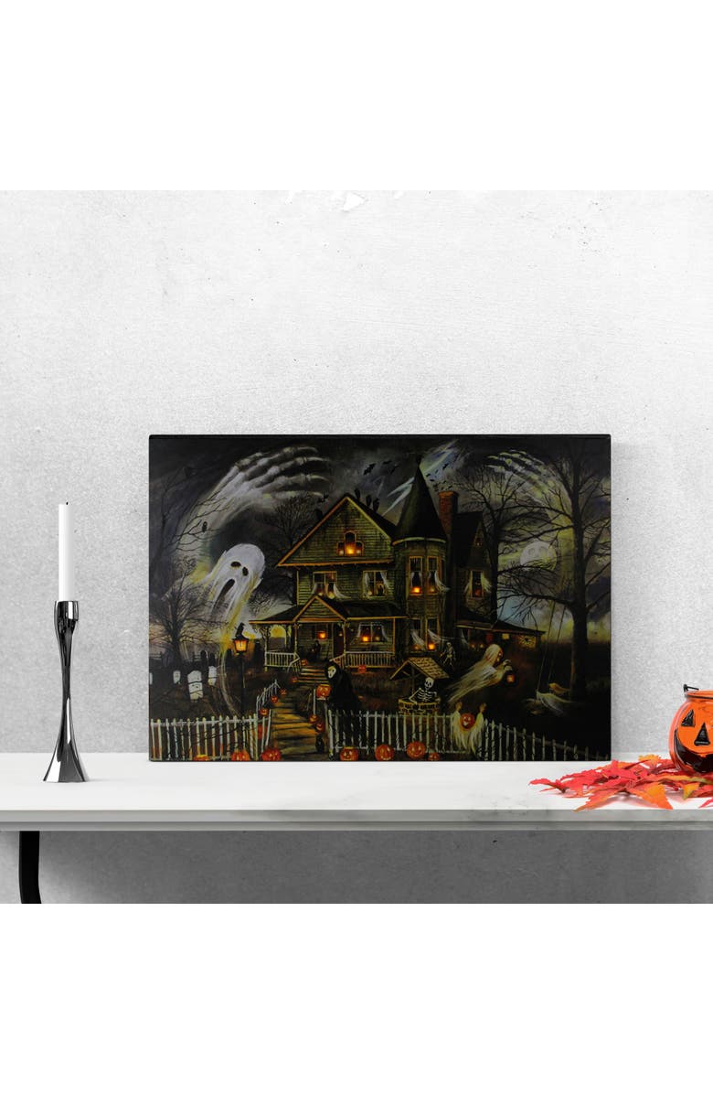 Northlight LED Lighted Haunted House Halloween Canvas Wall Art - 15.75 x 23.75", Alternate, color, Black