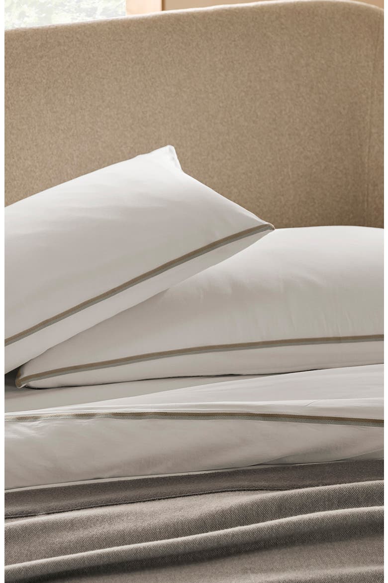 Trielle Percale Duvet Cover & Shams Set, Alternate, color, WHITE/ PEWTER/ OAK