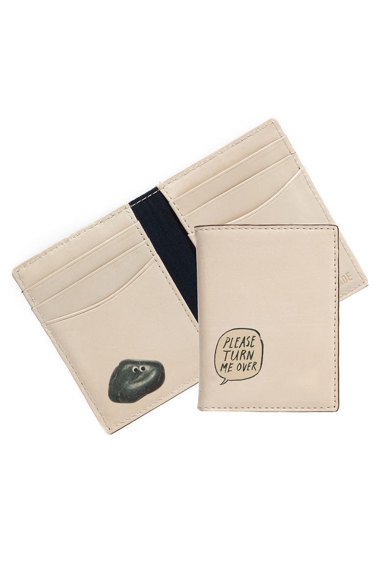 'Pet Rock' Vertical Leather Wallet, Main, color, NATURAL