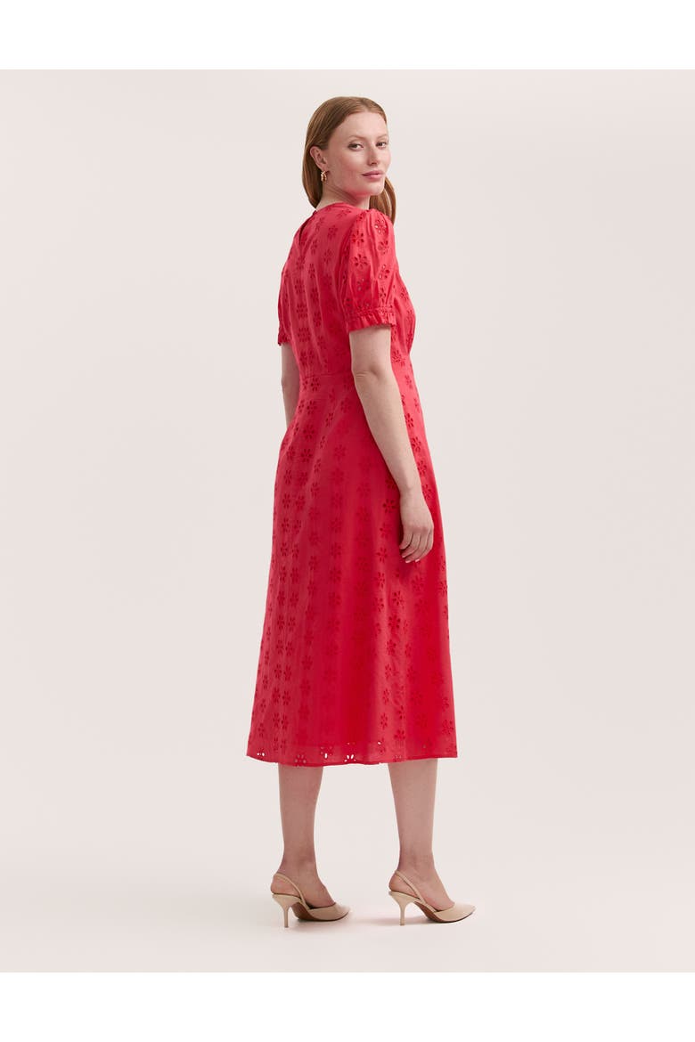 Mela Cotton Midi Tea Dress, Alternate, color, Coral