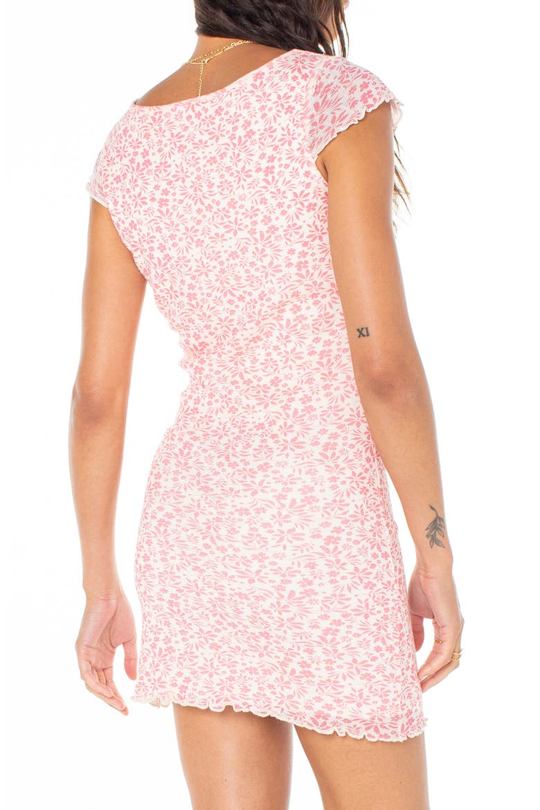 Vibe Check Floral Lettuce Edge Cotton Minidress, Alternate, color, EGRET