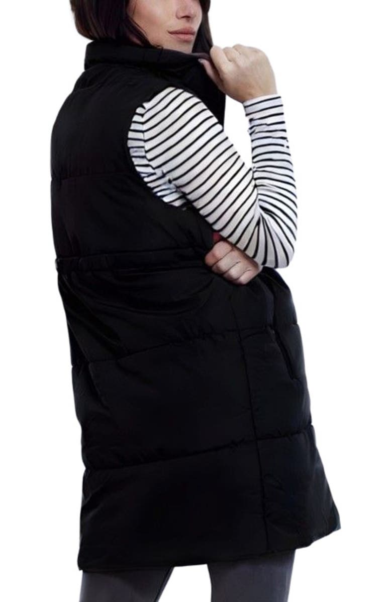 MOTHERHOOD MATERNITY Woven Full-Zip Sleeveless Quilted Puffer Vest, Alternate, color, Black