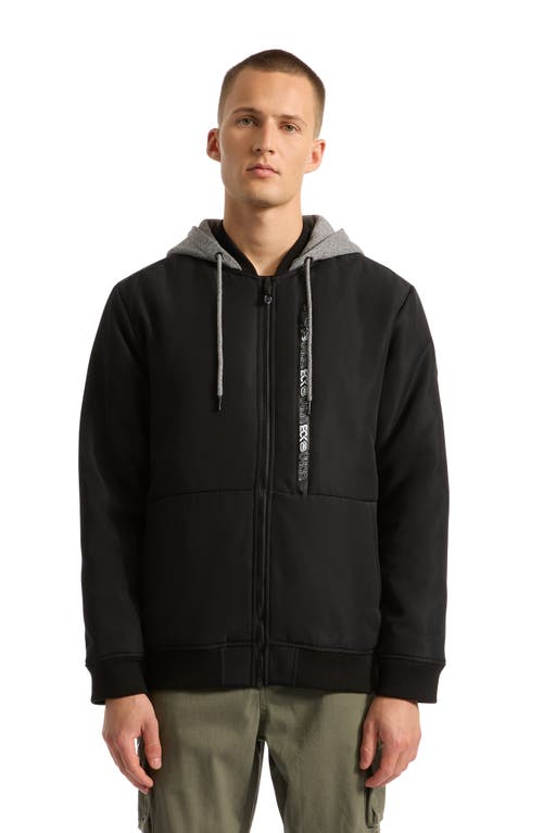 Ecko Unltd Men's Don't Give Up Sherpa Varsity Jacket In Black/grey Marled