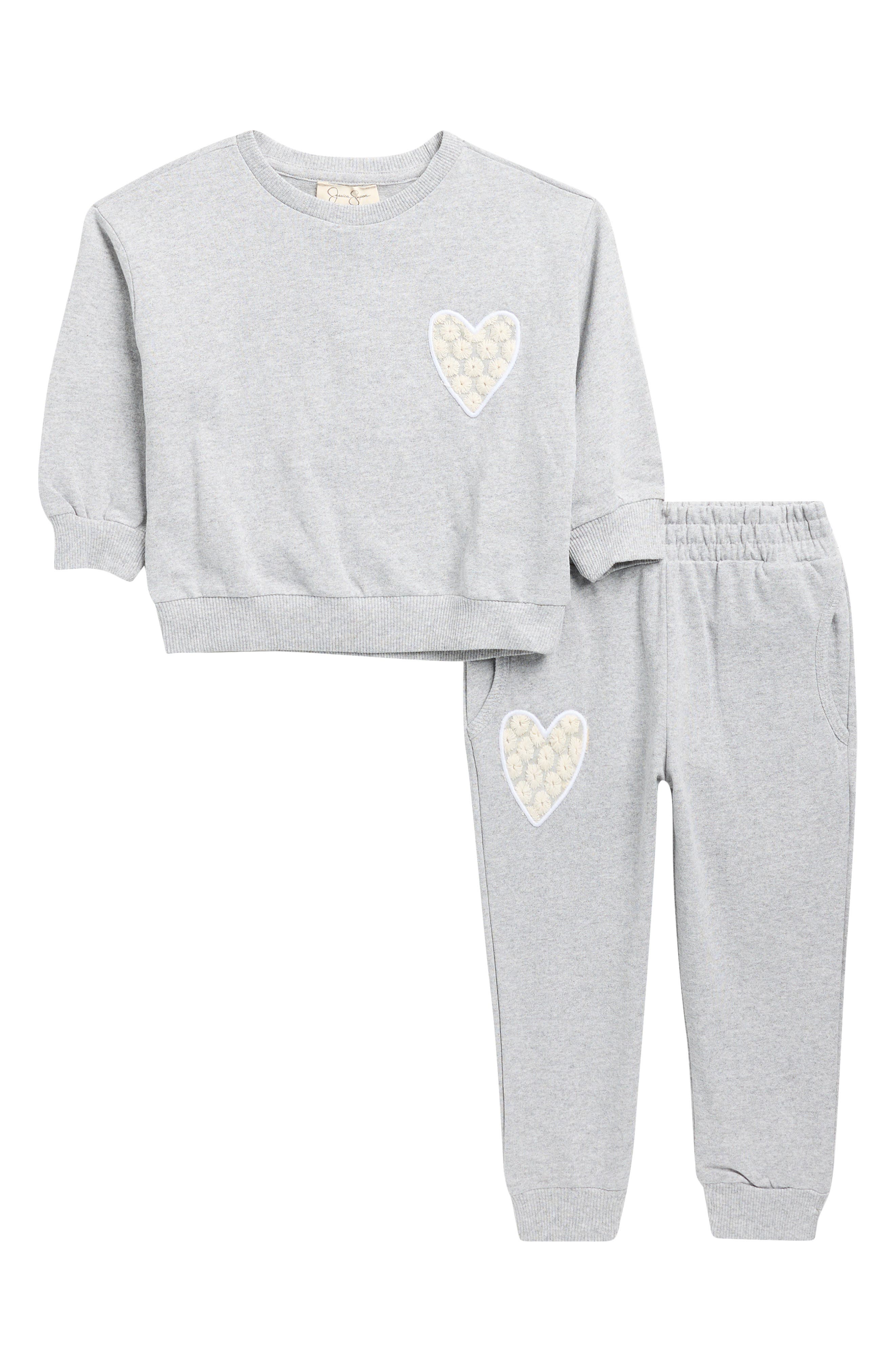 Jessica Simpson Kids' Brush Back French Terry Sweatshirt & Joggers Set