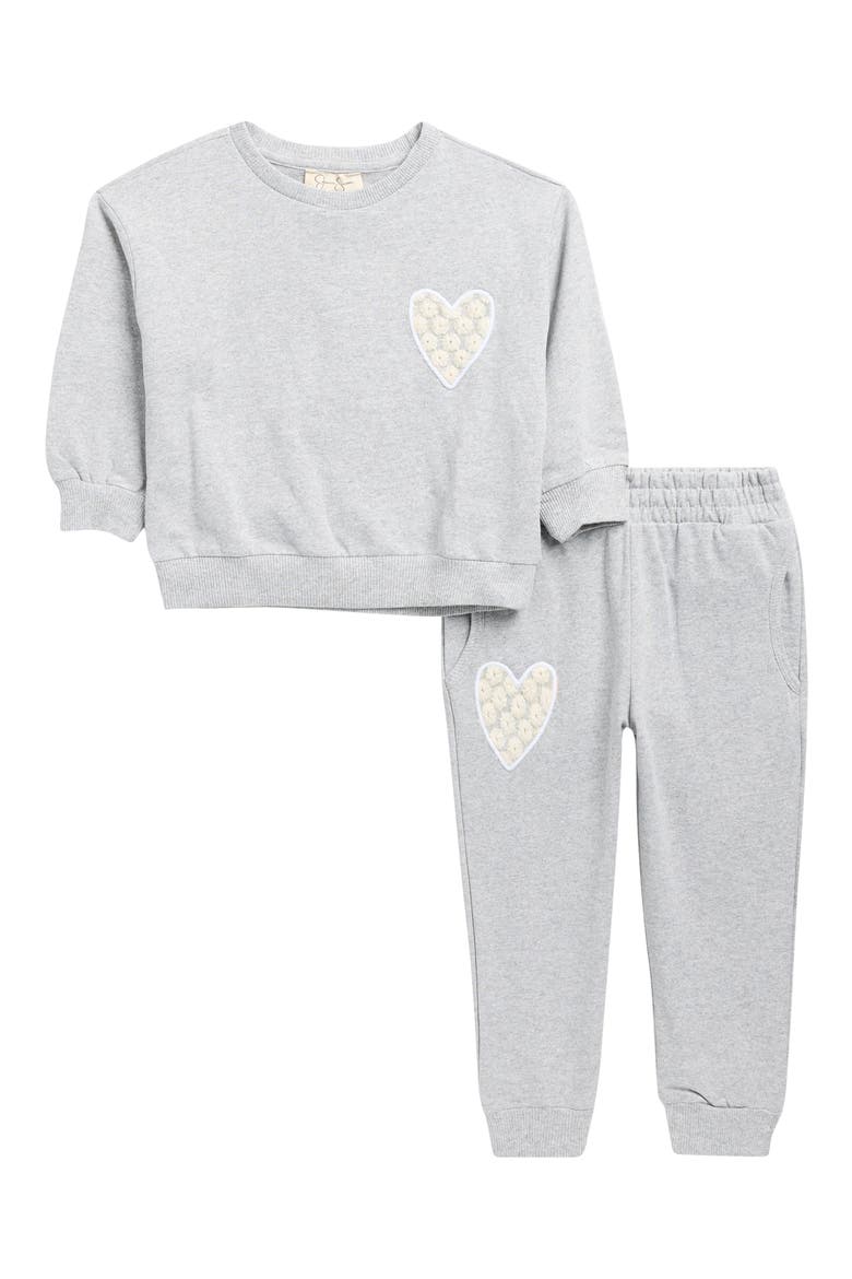 Kids' Brush Back French Terry Sweatshirt & Joggers Set, Main, color, GREY HEATHER