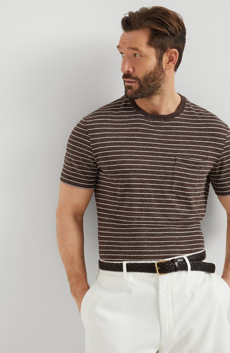 Brunello Cucinelli Striped jersey T-shirt, Alternate, color, 