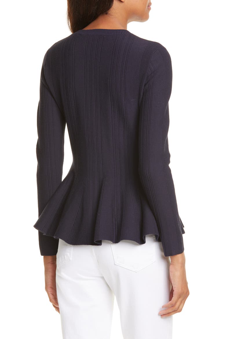 Beffi Ribbed Peplum Sweater, Alternate, color, NAVY