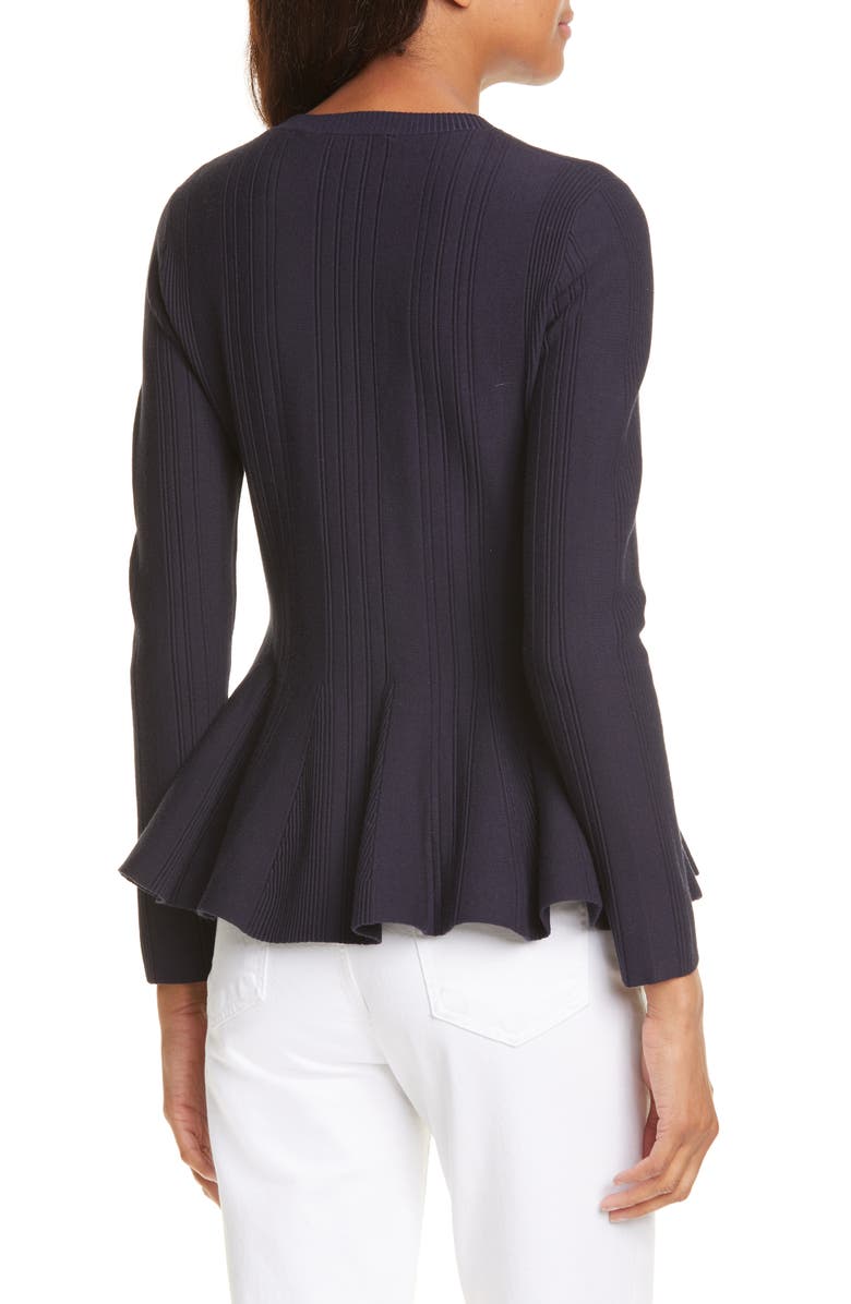 Ted Baker London Beffi Ribbed Peplum Sweater, Alternate, color, 