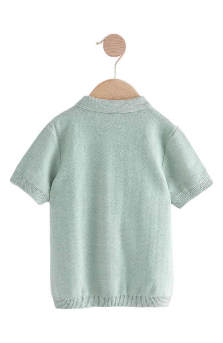 NEXT Kids' Embroidered Animal Knit Polo, Alternate, color, Mineral Blue