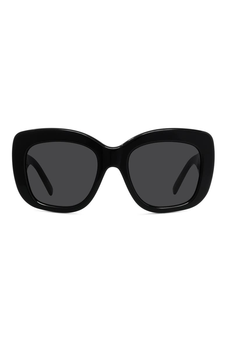 Bold 53mm Gradient Butterfly Sunglasses, Main, color, SHINY BLACK / SMOKE