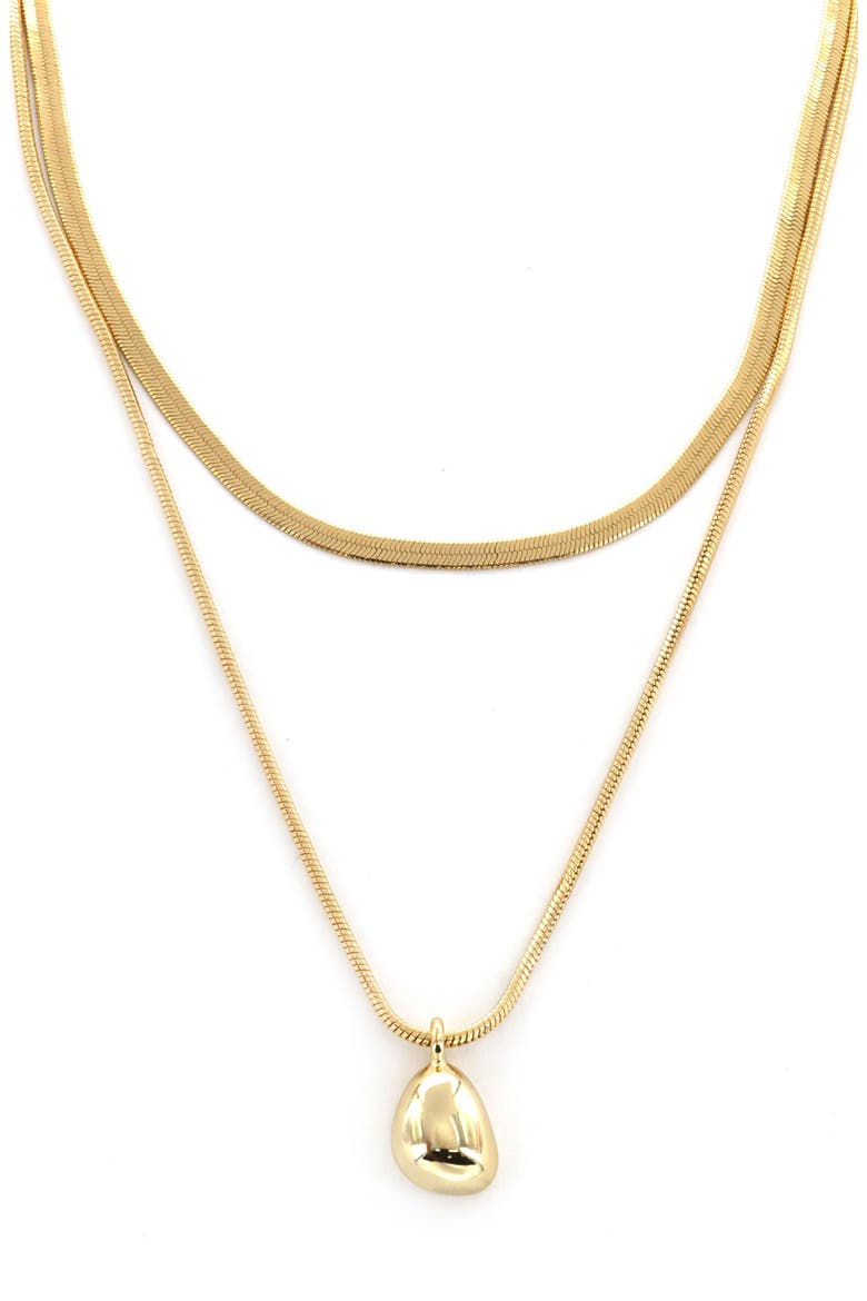 Layered Herringbone Chain Necklace, Main, color, GOLD