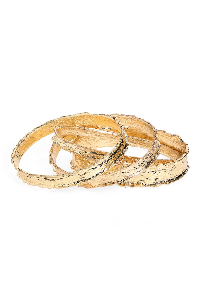 Set of 4 Bangle Bracelets, Main, color, GOLD