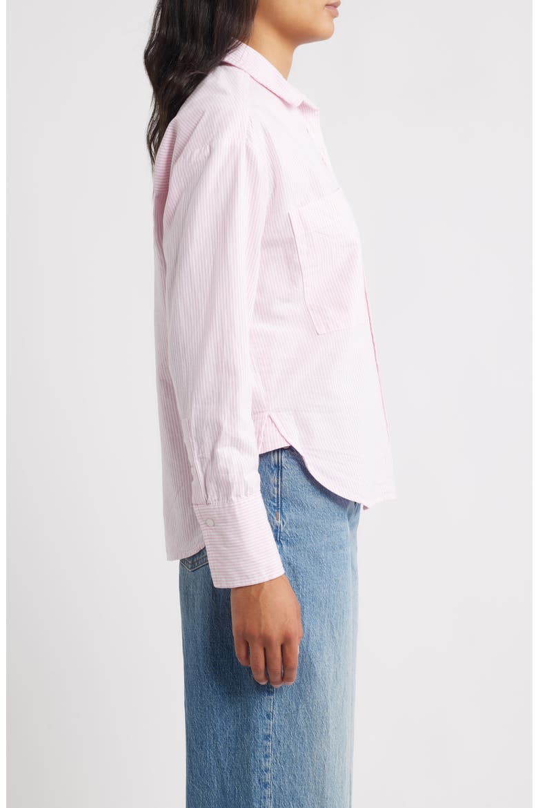 Everly Stripe Cotton Button-Up Shirt, Alternate, color, PINK CHIC