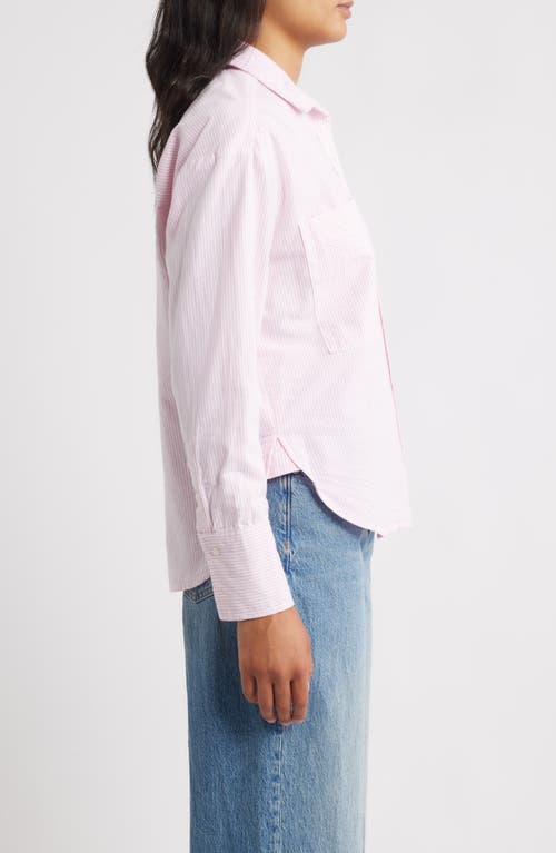 Beachlunchlounge Everly Stripe Cotton Button-up Shirt In Pink