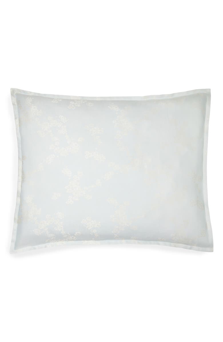 SFERRA Salara Floral Cotton Sateen Sham, Main, color, Aquamarine