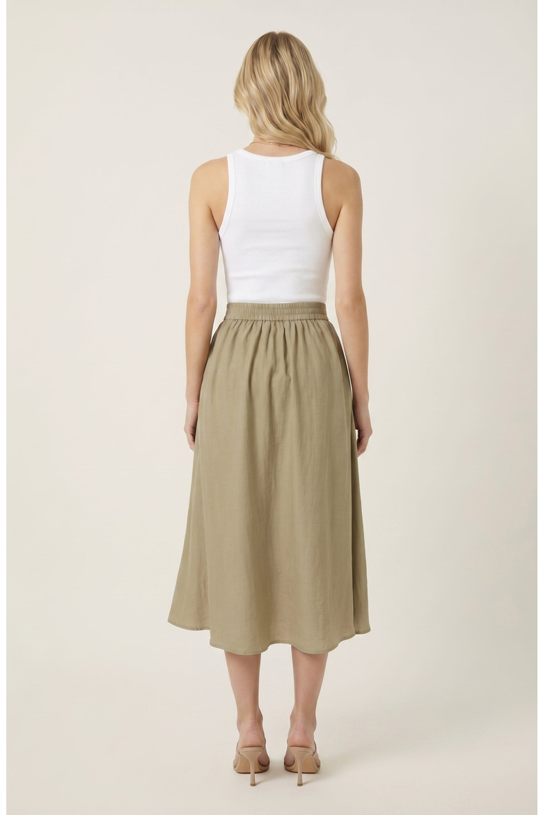 Flowy Midi A Line Skirt, Alternate, color, Green