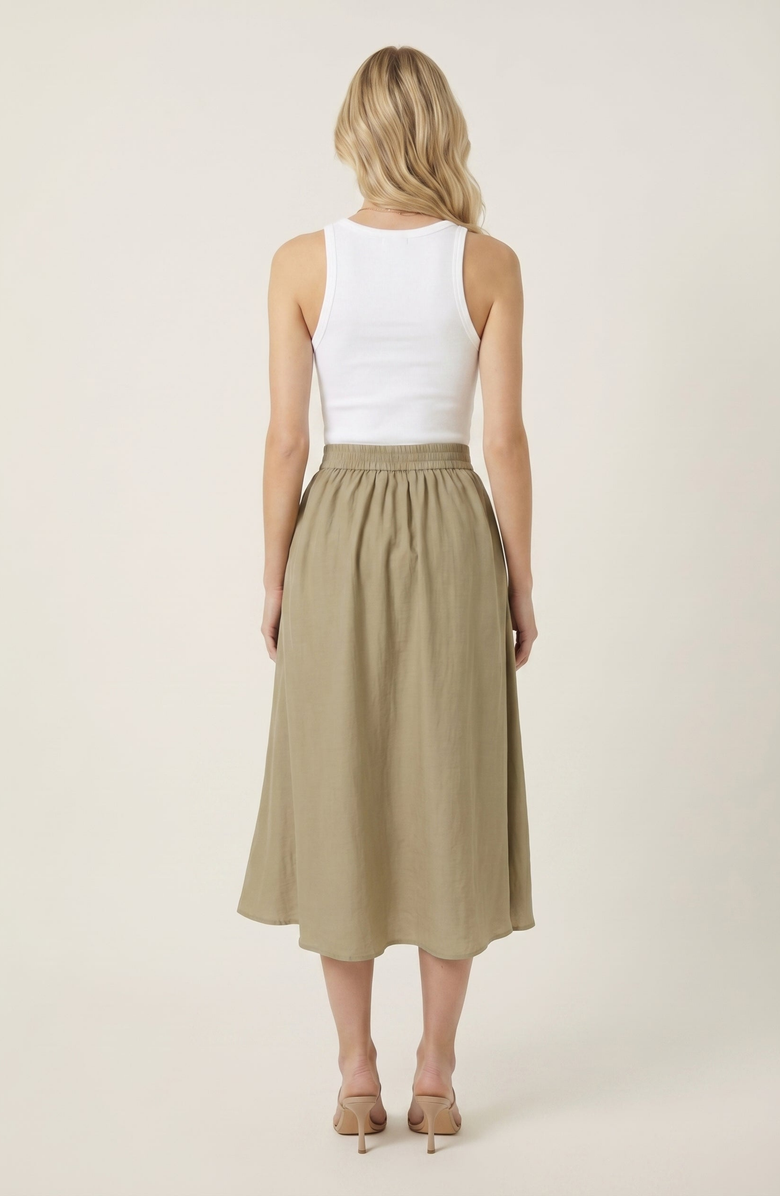 Modenaire Flowy Midi A Line Skirt, Alternate, color, Green