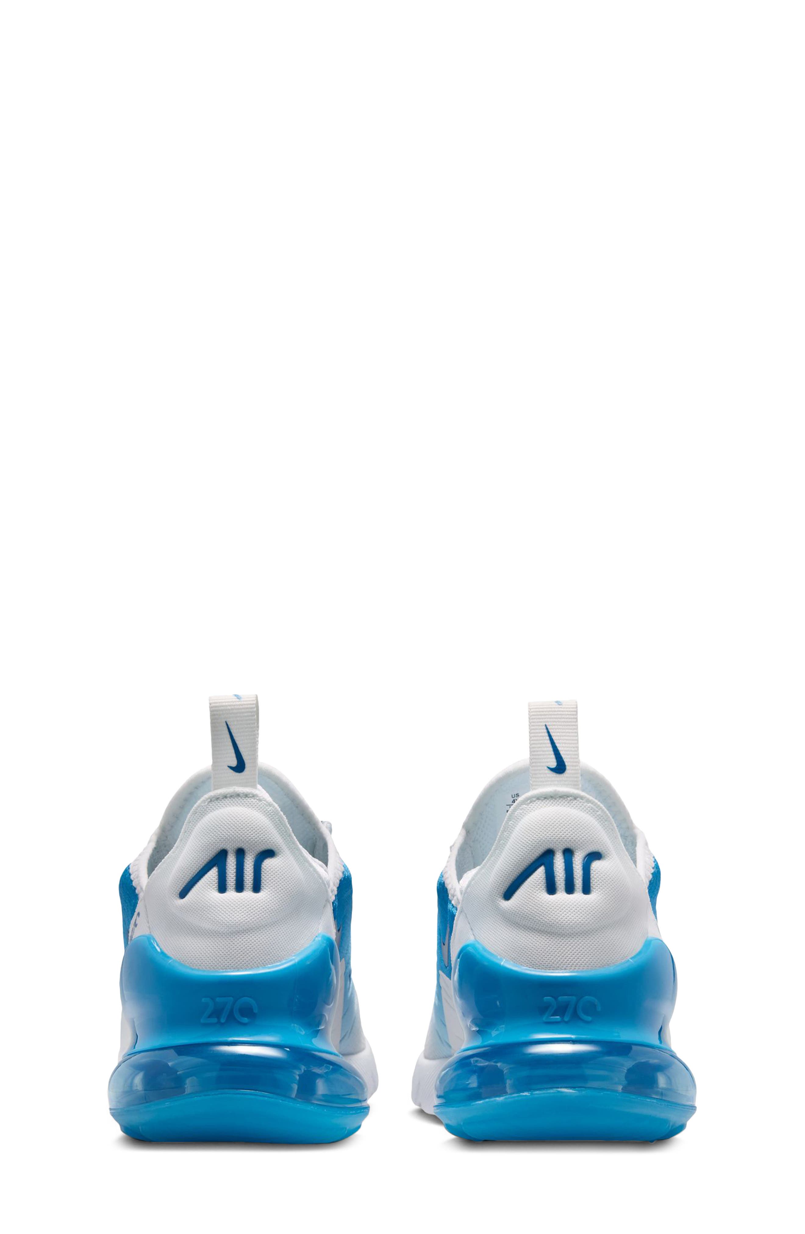 Kids' Air Max 270 Sneaker, Alternate, color, OFF WHITE/ COURT BLUE