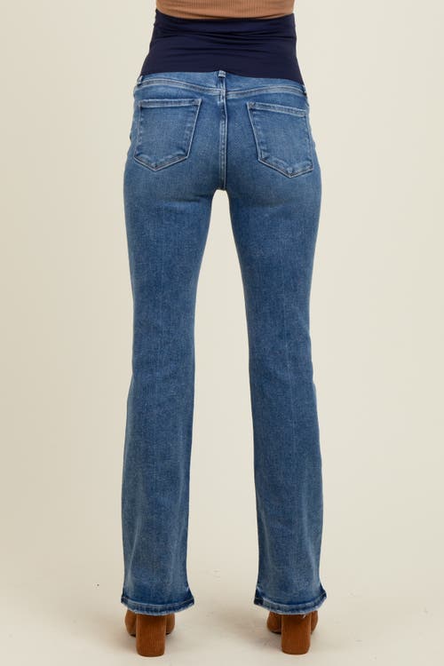 Pinkblush Wide Hem Maternity Bootcut Jeans In Blue