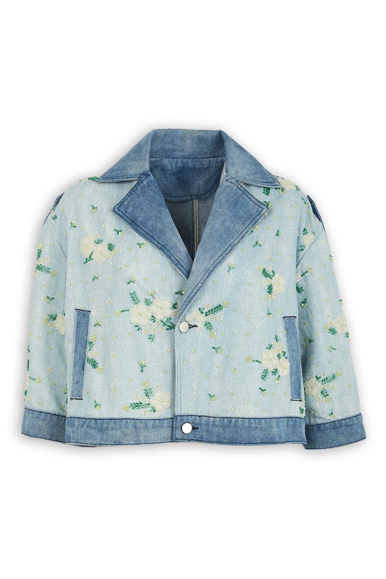 Beaded Denim Cardigan, Alternate, color, DENIM