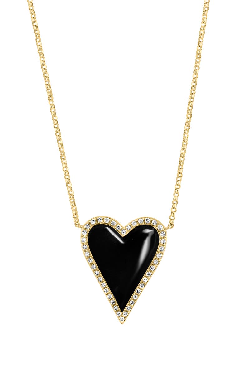 EFFY 14K Yellow Gold Diamond & Enamel Heart Pendant - 0.19 ctw, Main, color, 
