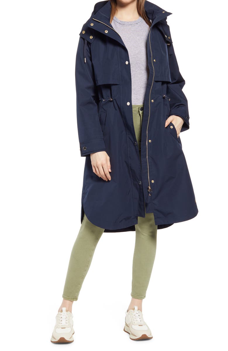 Joules Helmsley Longline Hooded Waterproof Raincoat, Main, color, 